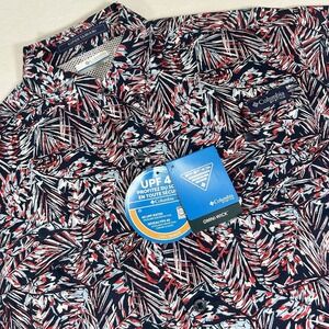NWT Columbia PFG Super Tamiami OmniShade Patriotic Shirt Relaxed Mens Large